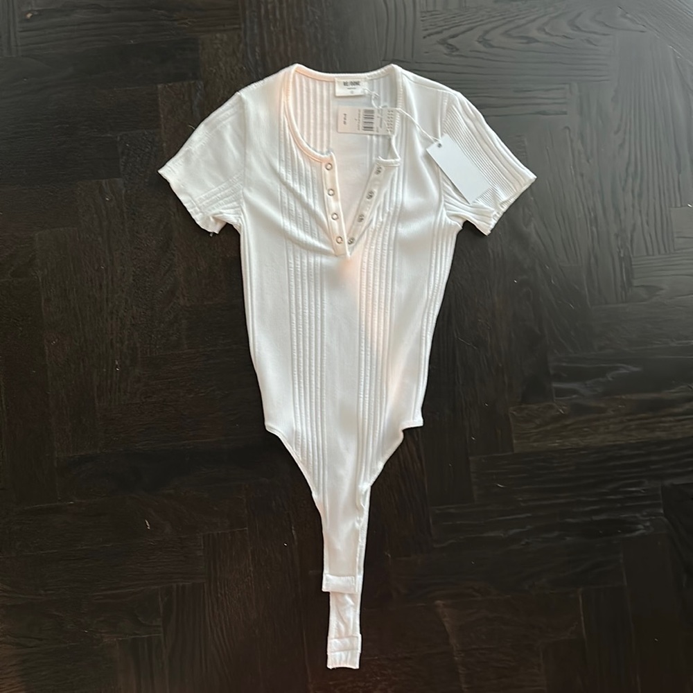 Re/Done white cotton short sleeve t-shirt bodysuit